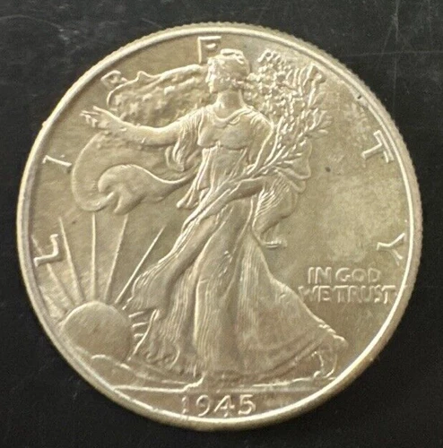 1945 U.S. Walking Liberty UNC Silver Half Dollar