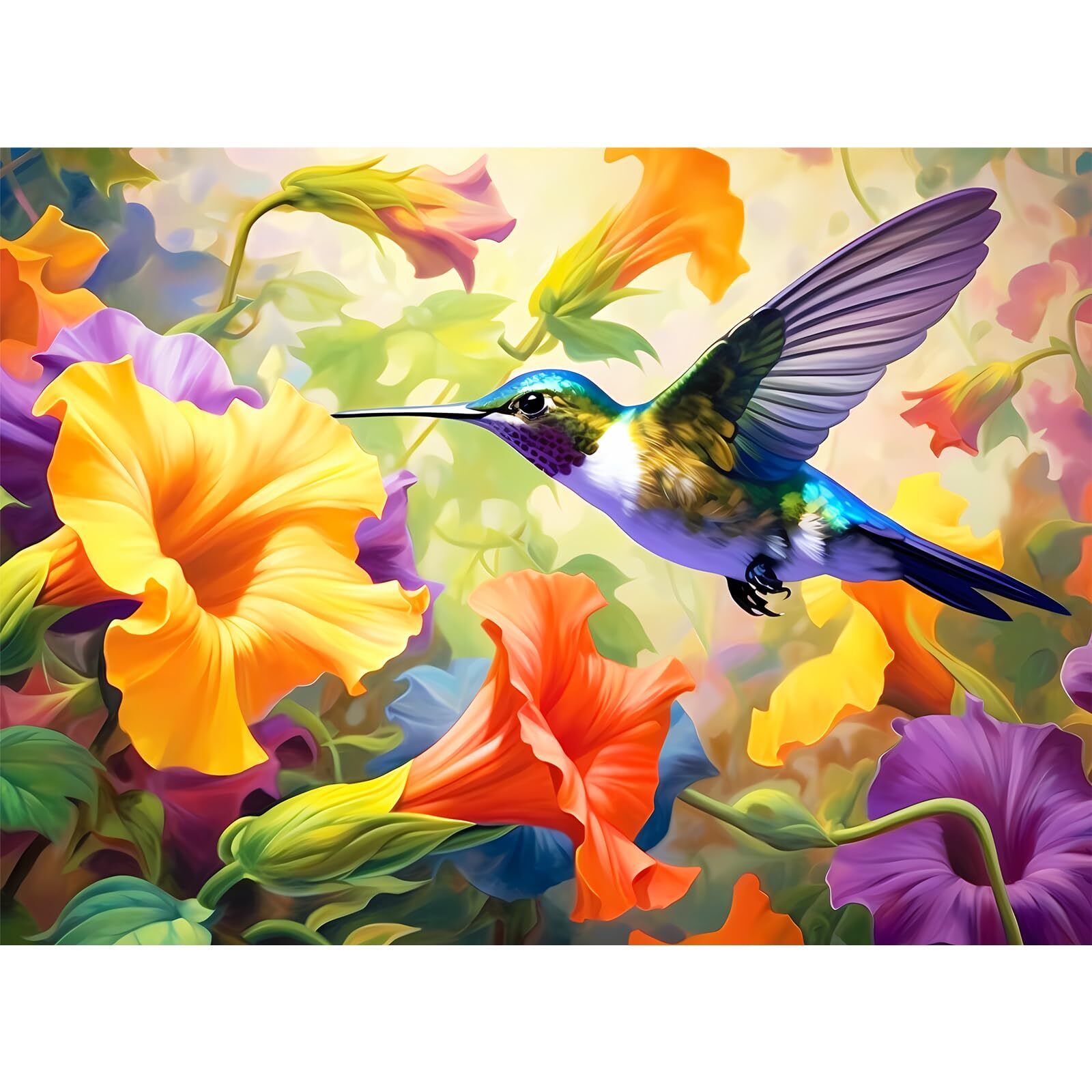 500 Piece Puzzle for Adults, Jigsaw Puzzle,Flower Hummingbird Jigsaw Puzzles ...