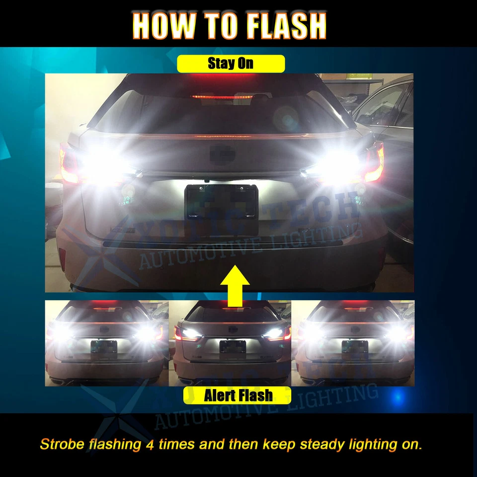 LED 3057 3157 Blanco Legal Freno Estroboscópico Respaldo Bombillas de Luz Inversa Flash a SÓLIDO Foto 4 de 4