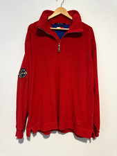 Vintage Tommy Jeans 1/4 Zip Red Fleece Embroidered Patch Size Large Long Sleeve