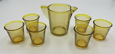 Akro Agate Glass Childs Water Set for 6 Amber 1045 Topaz Pitcher  6 Glasses