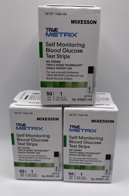 3 PACK McKesson True Metrix Diabetic Test Strips 50 ct. EXP : 6/26 FREE SHIPPING