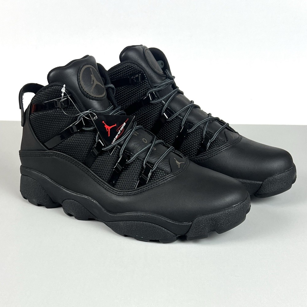 Nike Air Jordan 6 Rings Winterized Triple Black Boots New FV3826-001 Men Size 10