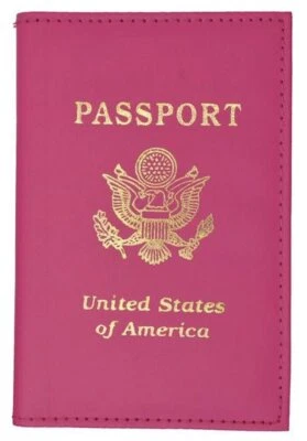 MARSHAL Genuine Leather US Passport Cover ID Holder Wallet Travel Case Handmade Hot Pink