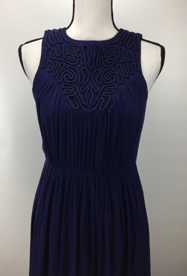 Maxi Vestido Cynthia Steffe Talla 0 Seda Sin Mangas Azul J1830 Foto 2 de 4