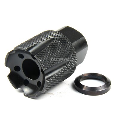 Compact Low Concussion 1/2x36 TPI Muzzle Brake Compensator 9MM