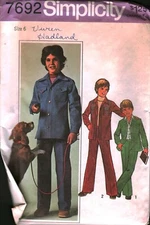 7692 Vintage Simplicity Sewing Pattern Boys 1970s Shirt Jacket Pants UNCUT OOP