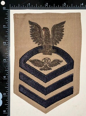 USN Navy Air Traffic Controller Chief Petty Officer CPO BULLION Rate KHAKI Patch