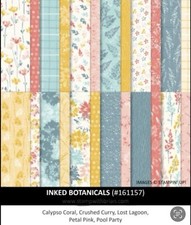 Stampin Up INKED BOTANICALS 24 Sheets 6x6 Designer Series Paper Retired DSP