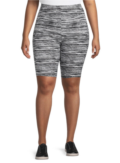 Terra And Sky Womens Plus High Rise Space Dye Black Bike Shorts 3X
