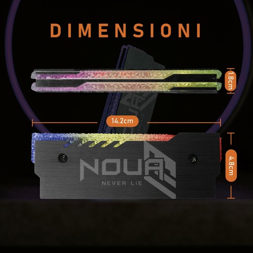 NOUA LIBRA DISSIPATORE DI CALORE ARGB 5V 3PIN PER MEMORIE RAM DDR DDR3 DDR4 - Foto 6 di 7