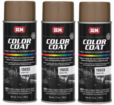 SEM COLOR COAT SADDLE TAN Vinyl Spray Auto Paint 12 oz. SEM 15033 (3 Pack)