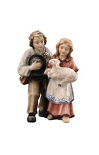 personaggi per presepe: COPPIA BAMBINI in legno realizzati in Val Gardena