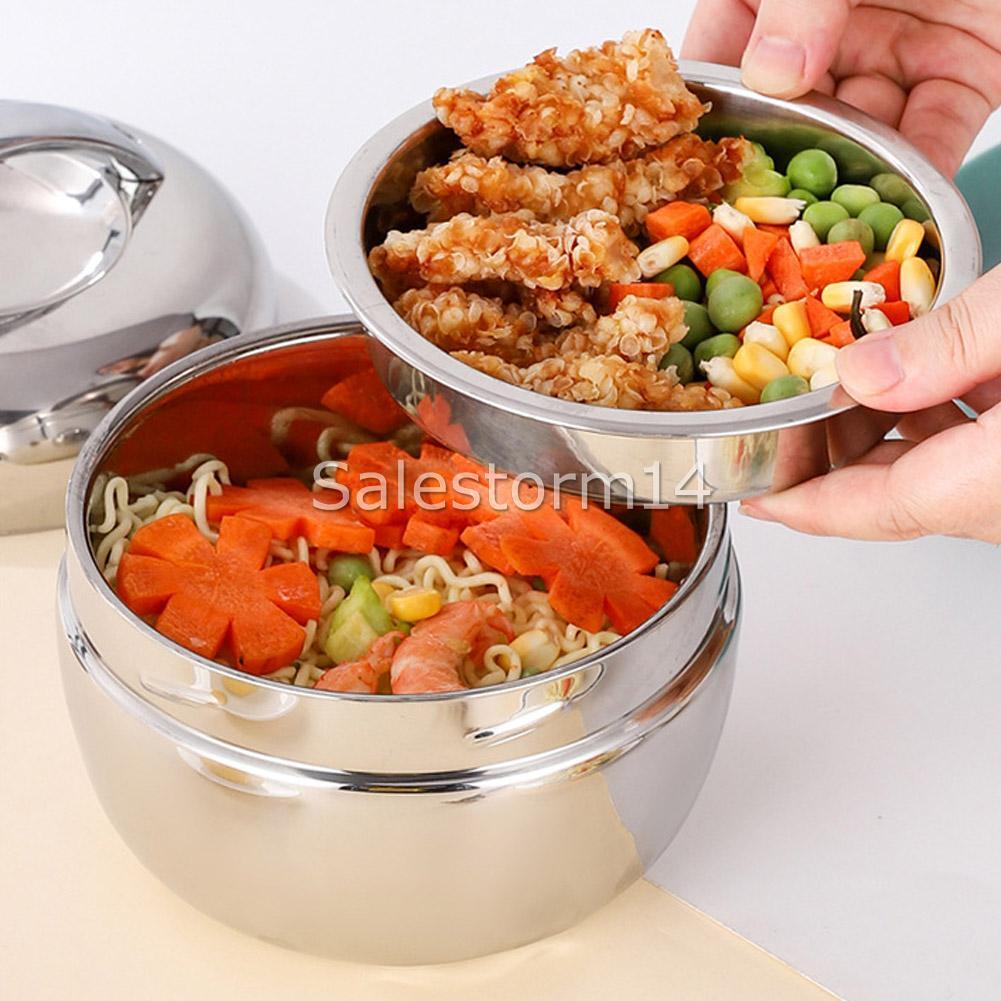 Stainless Steel Thermal Insulated Lunch Bento Box Round Food Container