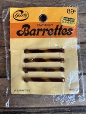 vintage 1975 Goody Stay-Tight Barrettes 2" Faux Tortoise 4-pack 3603