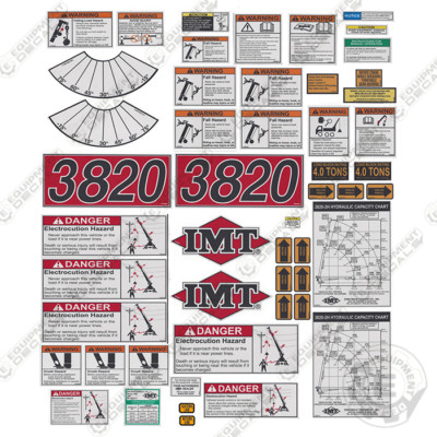 Fits IMT Truck Crane 3820 Series Full Safety Decal Kit with Logos