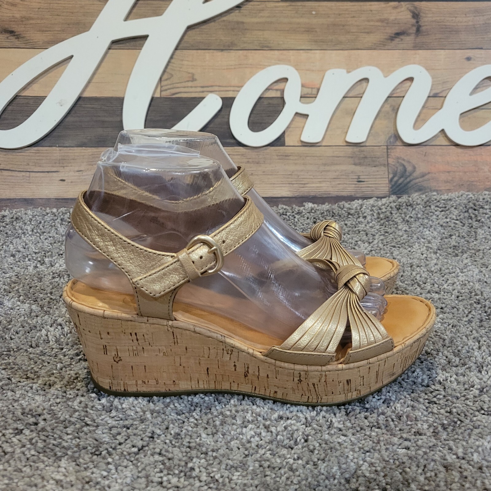 Born Women's Gold Leather Cork Wedges Size 8 | eBay