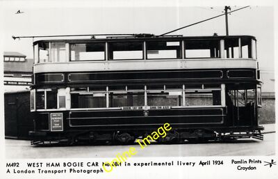 Postcard Pamlin Prints: M492 Tram No 68H West Ham London c1934