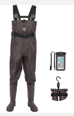 TIDEWE Bootfoot Chest Wader, 2-Ply Nylon/PVC Waterproof Fishing Hunting  Waders