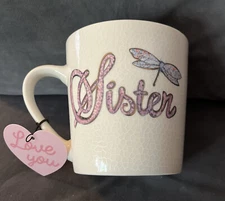 Sister and Firefly Crackle Texture White Mug - 16 oz Coffee Mug Tea Cup