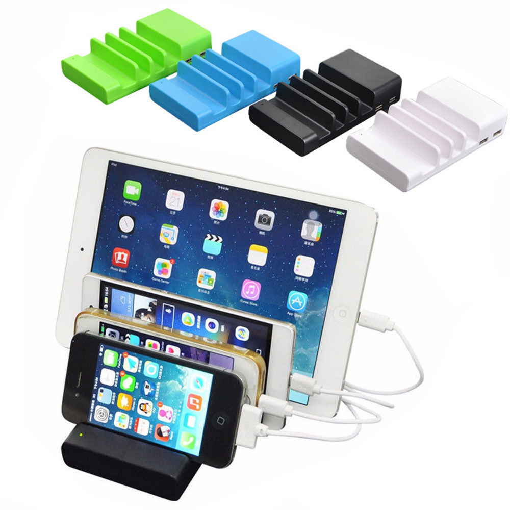 4-Port USB Charging Hub Stand for Phones and Tablets