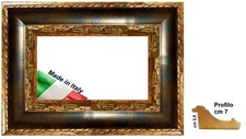 Cornice in Oro e blu in legno intaglio per quadri,dipinti,foto,stampe.Spess.cm 7