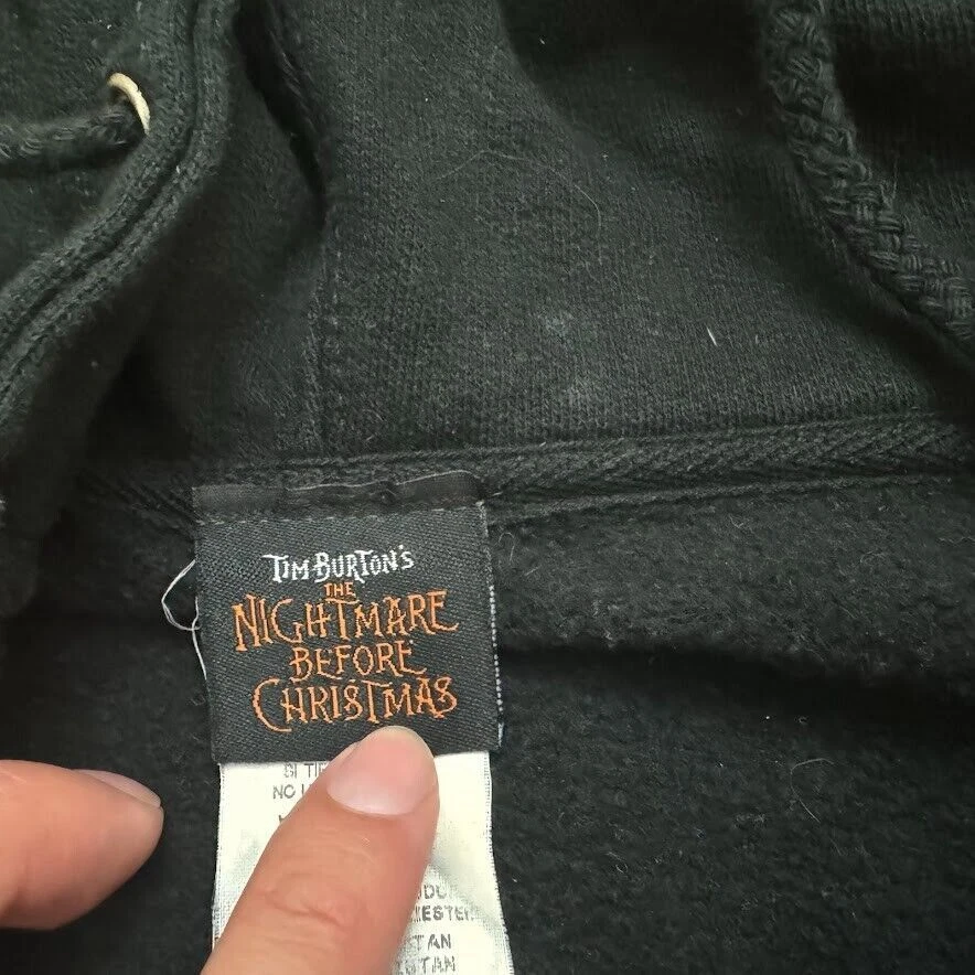 VTG 90s Nightmare Before Christmas Zip Hoodie Adult Large Double Sided Print - Image 4 of 4