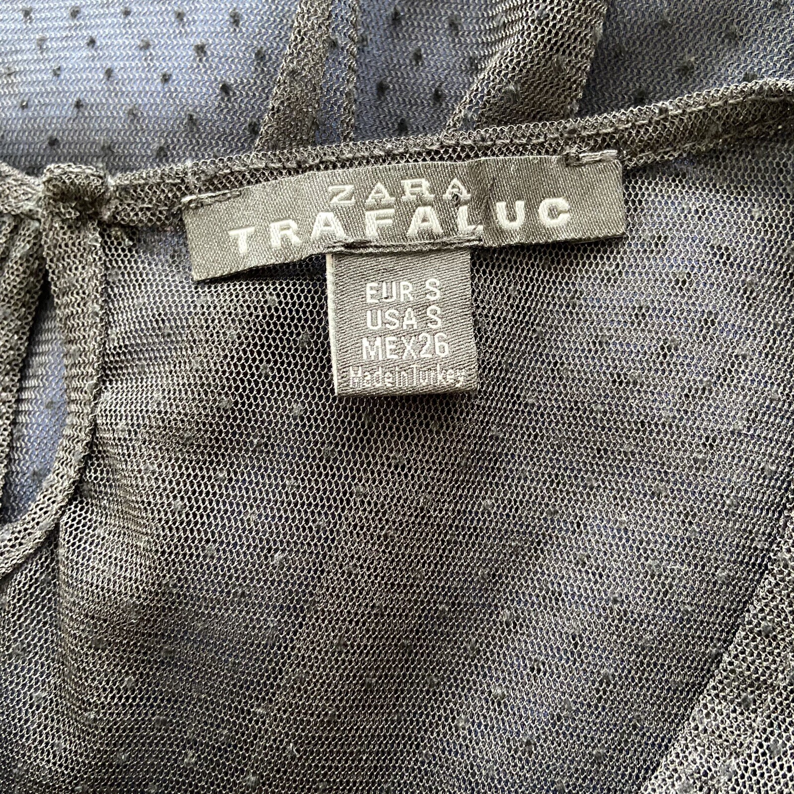 ZARA Trafaluc Mesh Layered A-Line Dress Women’s Small Blue Black Sleeveless thumbnail 5