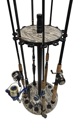 Fishing Rod Holder Rack Pole Storage Round Stand Organizer Up to 15 Rod