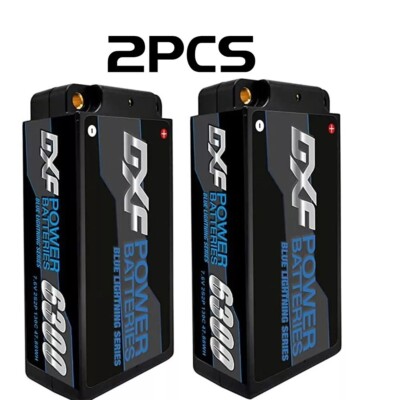 2x DXF 6300mAh 2S 7.6V 130C RC HardCase HV Shorty 1/8 Buggy Truggy Lipo Battery