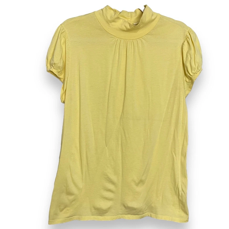 Cato Mock Neck T-Shirt Women's Large Yellow Blouse Casual Easter Top Boho Retro - Image 2 of 4