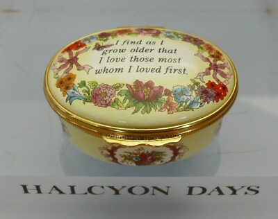 ''Halcyon Days ''''I Find as I Grow Older...'' Thomas Jefferson Zitat Emaille Box - 2''