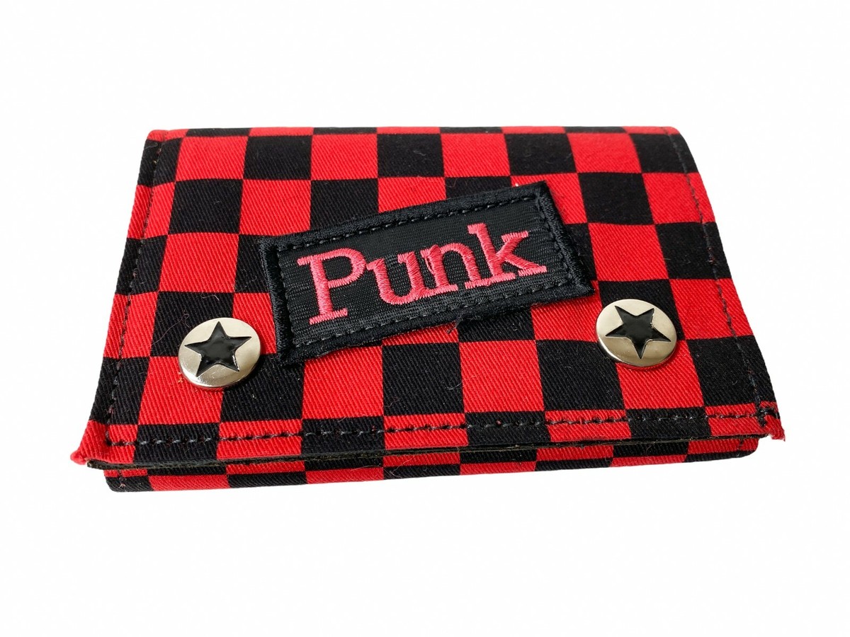 Punk Red Checkered Board Bikers Wallet with chain Punk, Goth