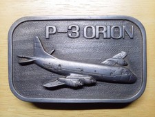 Vintage P-3 Orion Lockheed Martin Surveillance ASW Military Aircraft Belt Buckle