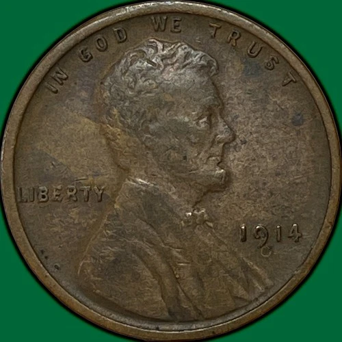 1914 Lincoln Wheat Cent Very Fine VF Coin, Cleaning #34562