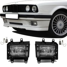 Nebelscheinwerfer SET Klarglas Schwarz + H3 Birnen für BMW E30 Facelift ab 1987