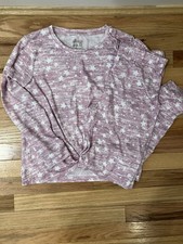 Sleep On It Girls Pajama Set Size 14/16 Pink Star Long Sleeve Lounge Pants