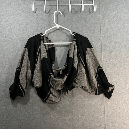 LOGO by Lori Goldstein Woven Textured Shrug with Ruffle Black, XS/S - Picture 6 of 12