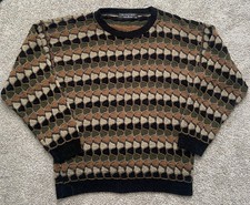 Protege Collection Earth Tone Y2K Vintage 90s Geometric Knit Sweater