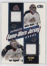 2002-03 Pacific Heads Up Game-Worn Jersey Quads Marc Denis Ron Tugnutt #10 06rp
