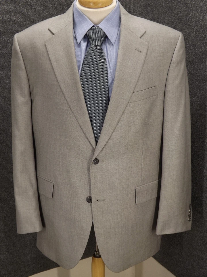 Jos A Bank Suit 42R Gray 20% Silk 80% Wool 35x29.5 Pleat Pants 2 Piece 2 Button - Image 2 of 4