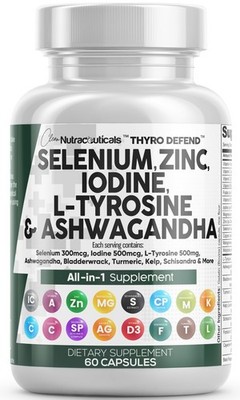 Clean Nutra Selenium 300mcg Iodine 500mcg Thyroid 60 Count (Pack of 1), White
