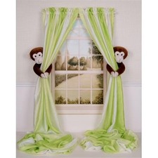 Plush Safari Chocolate Monkey Curtain Tieback Set- 2