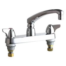 Chicago Faucet 1100-Abcp Low Arc Kitchen Faucet, Manual, 8" Mount, 2 Hole