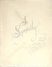 Vintage Embossed In Sympathy Card w/ Ornate Frame & Floral Motif Cream Paper