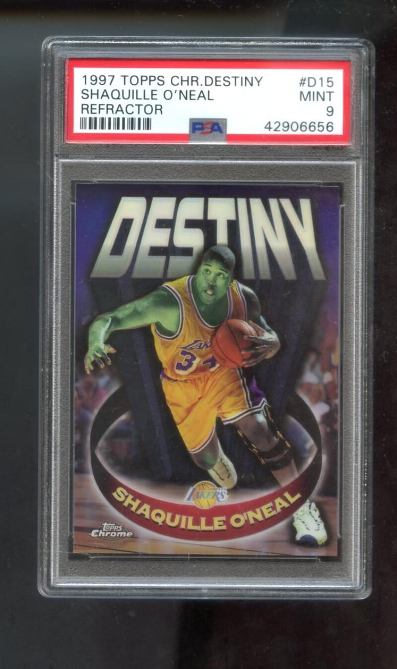 1997-98 Topps Chrome Destiny REFRACTOR #D15 Shaquille O'Neal Shaq PSA 9 Graded