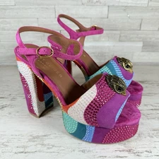 Kurt Geiger London SZ 38 Kensington Glitz Wavy  Rhinestone Platform Sandals New