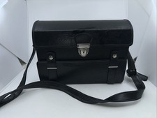 Vintage Fidelity Faux Leather Black Camera Case Green Plush Velvet Inside