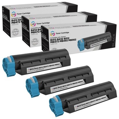LD Compatible Okidata 45807105 Black Toner 3PK for MB472w, MB492, MB562w, B432dn