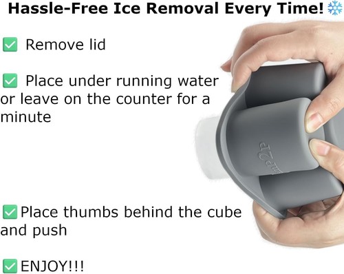 Large Silicone Ice Cube Tray, for Tumblers, Whiskey cubes, Large, Gray - Picture 6 of 9